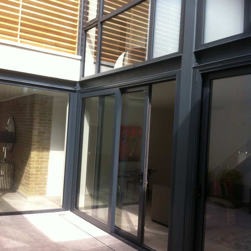Anthracite aluminium sliding patio doors fitted in Windsor
